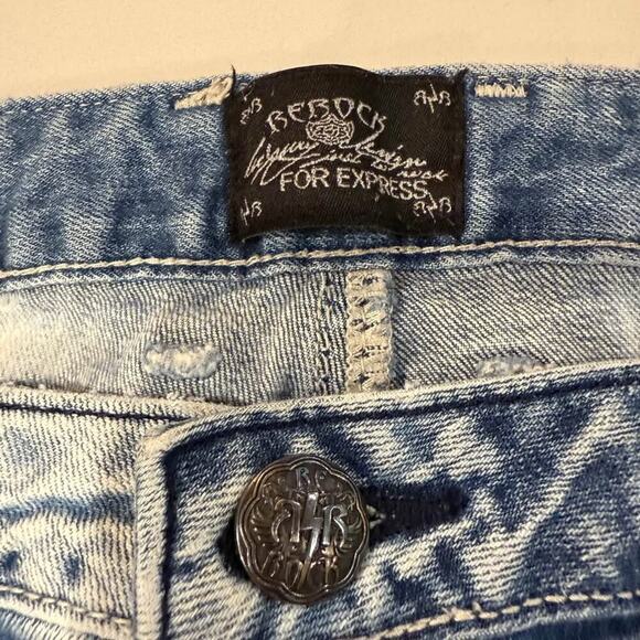 RF Rock LA Express Boot Cut Y2K Low Rise Distressed Denim Jeans Womens 12 Grunge - Picture 5 of 10